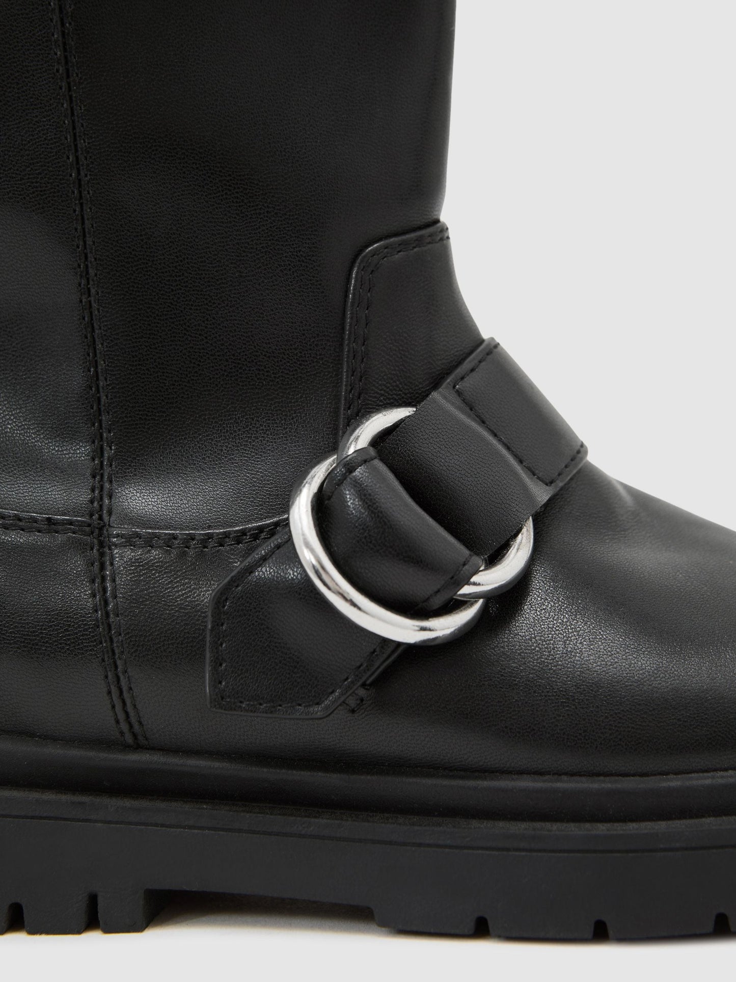 Reiss Black Blake Leather Biker Boots