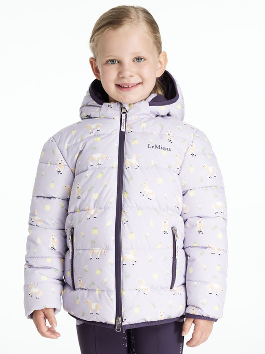 LeMieux Purple Mini Printed Lilo Puffer Jacket