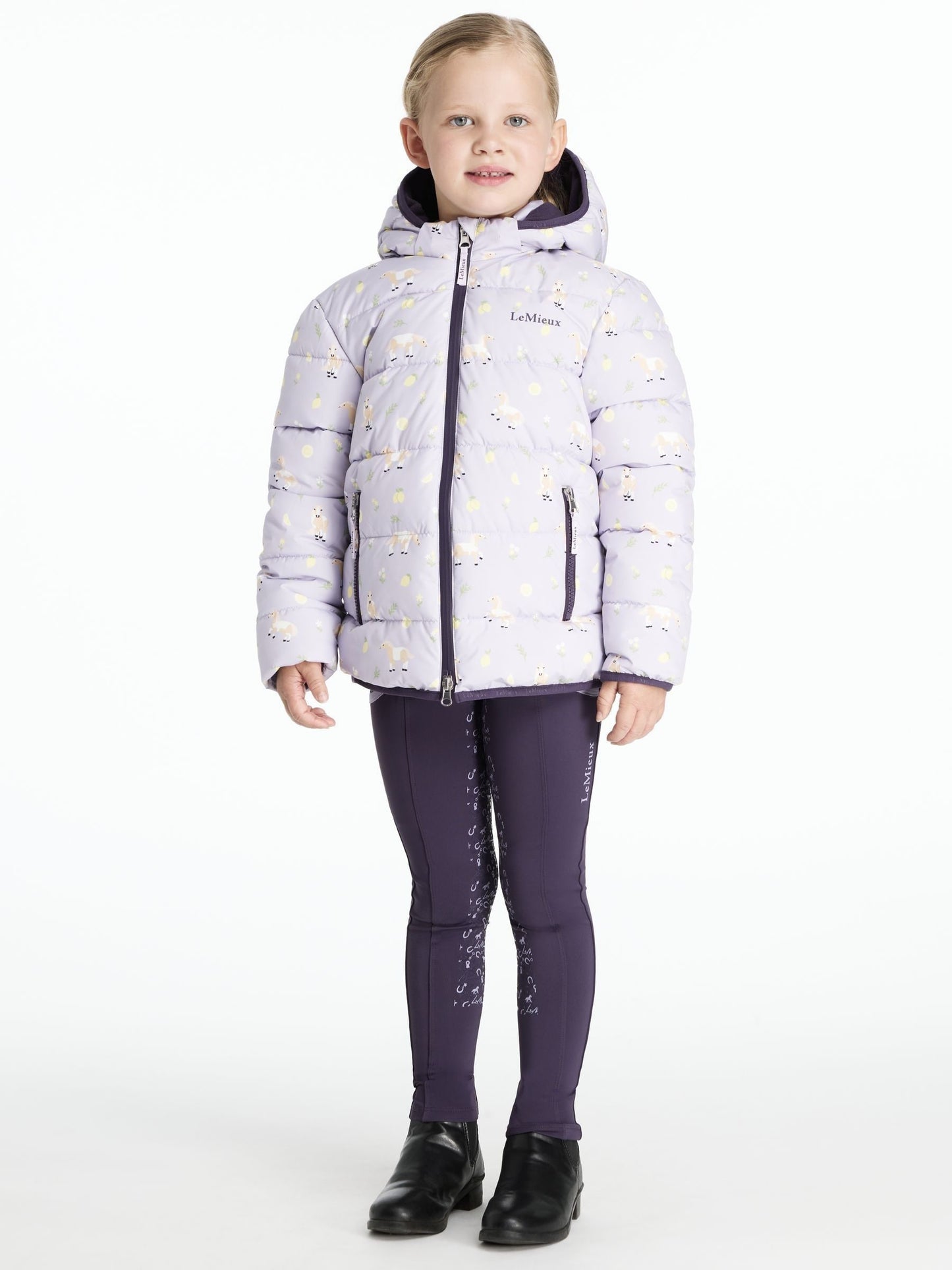 LeMieux Purple Mini Printed Lilo Puffer Jacket