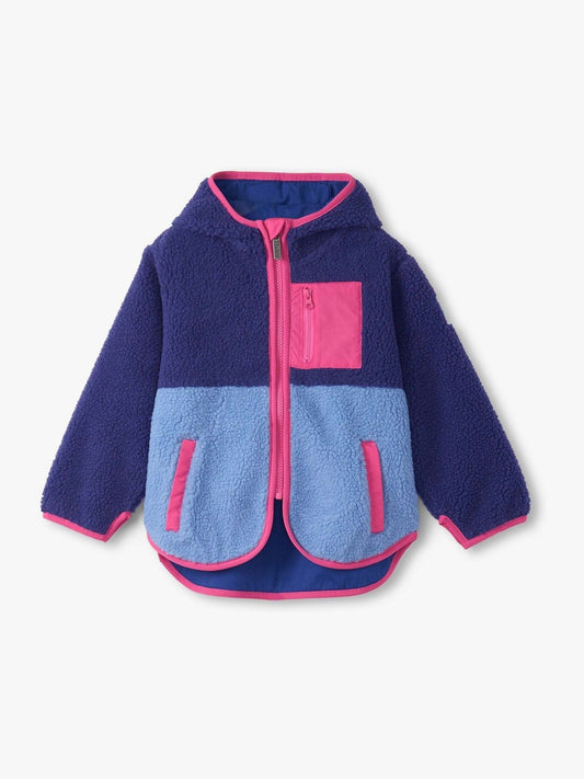 Hatley Blue Faux Sherpa Royal Blue Colourblock Jacket