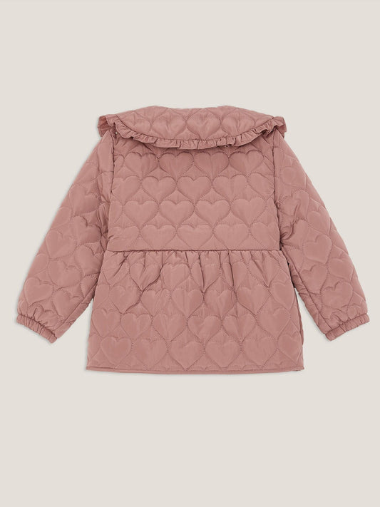 Monsoon Pink Embroidered Heart Quilted Coat