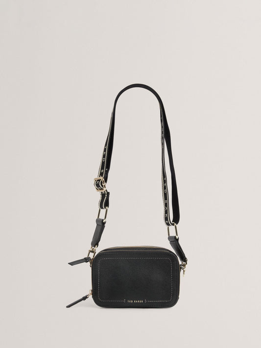 Ted Baker Linzie Siyah Deri Webbing Küçük Omuz Çantası (Kamera Modeli)
