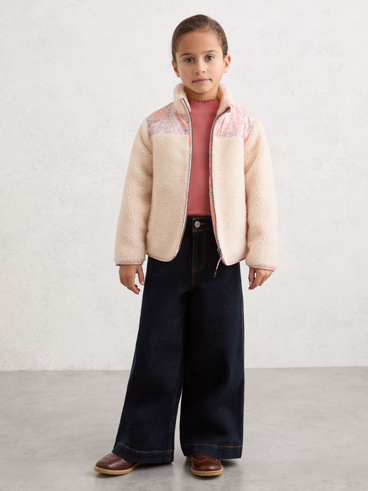 Reiss Ivory Fenella 9-13 yrs Floral-Panel Fleece Jacket
