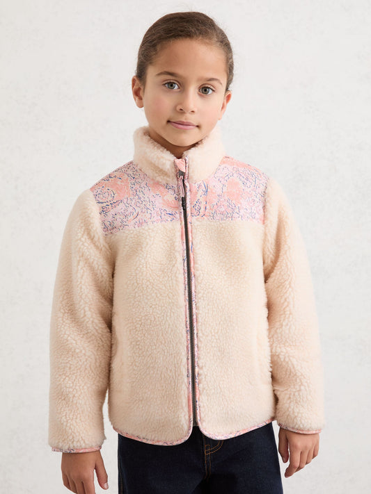 Reiss Ivory Fenella 3-9 yrs Floral-Panel Fleece Jacket