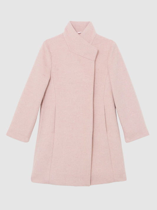 Reiss Pink Kia 9-13 yrs Wool-Blend Funnel-Neck Coat