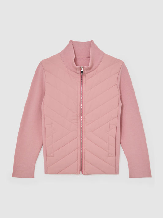 Reiss Pink Hansel 9-13 yrs Hybrid Quilted Knit Jacket